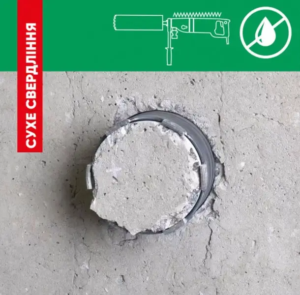 Dry drilling of concrete.